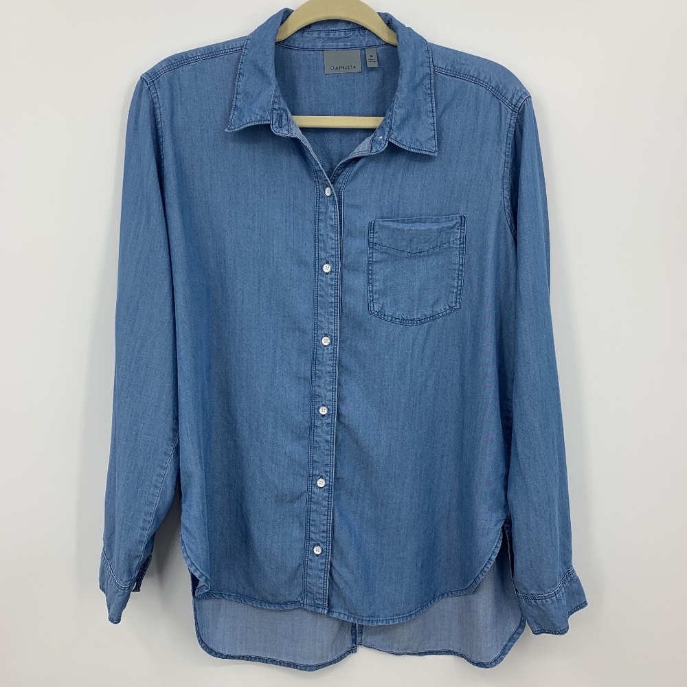 Athleta Bootjack Chambray Split Back Button-Down M - image 1